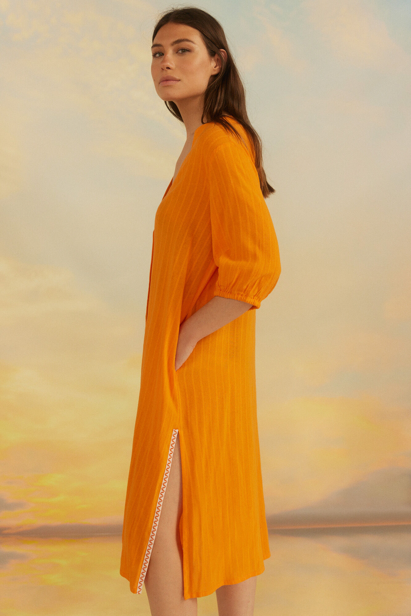 Caftan longo laranja - Coral