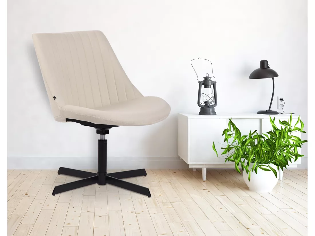 Chaise gondole - Tissu & Métal noir mat - Crème - Granby