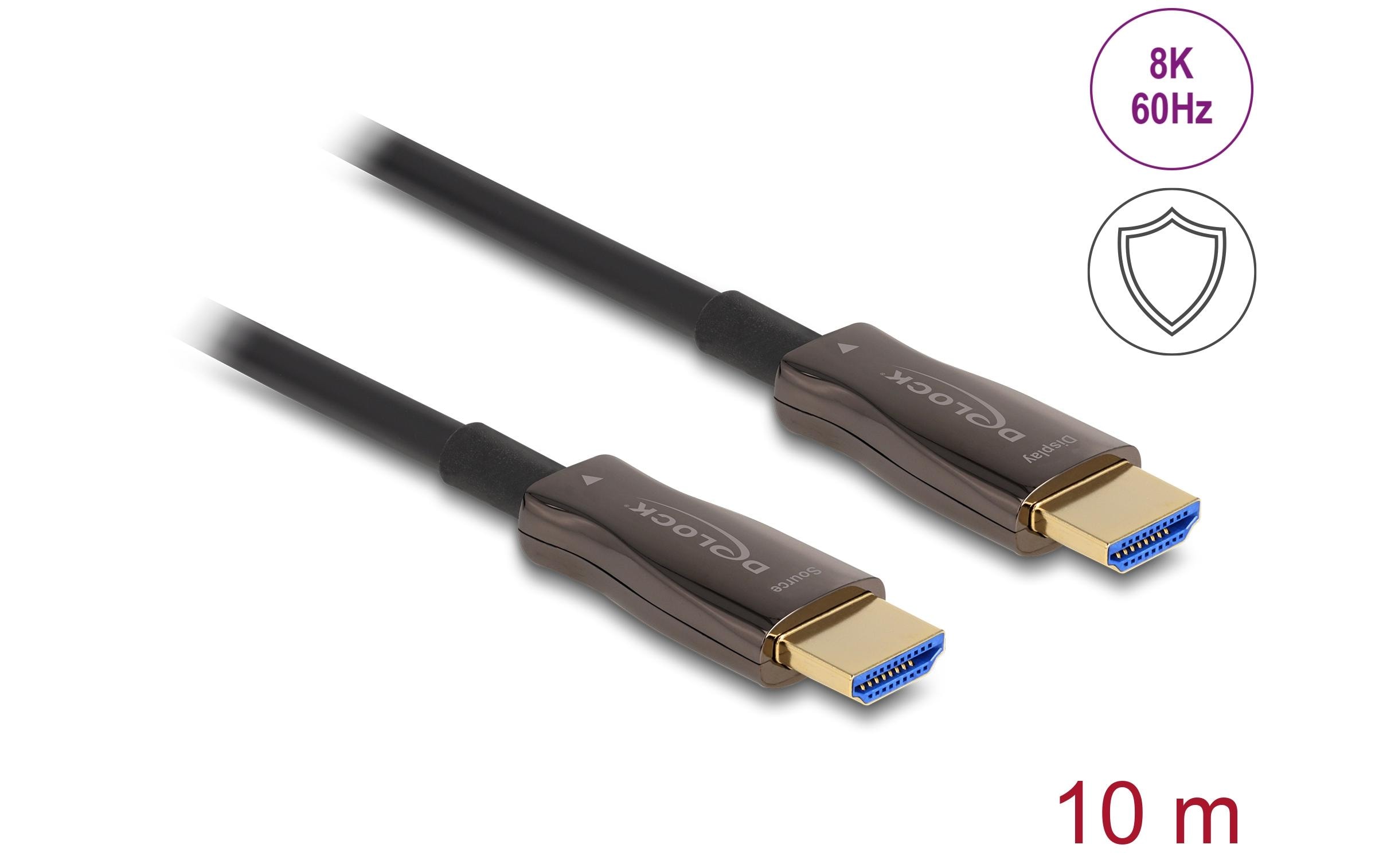 Optisches Kabel 8K 60Hz HDMI - HDMI, 10 mDelock Aktives Optisches HDMI Kabel mit Metallarmierung 8K 60 Hz 10 m