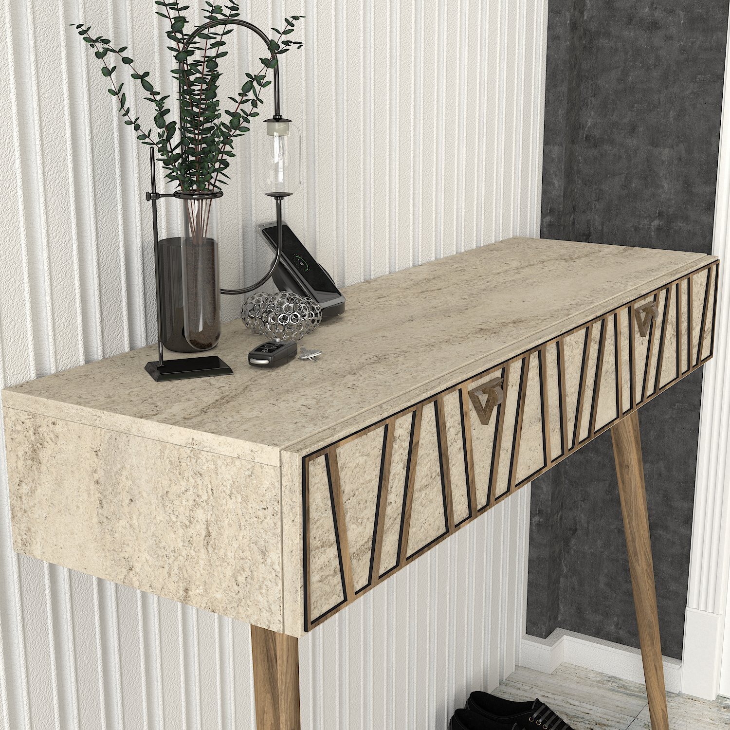 Konsolentisch - beige-Granit Optik - 120 cm