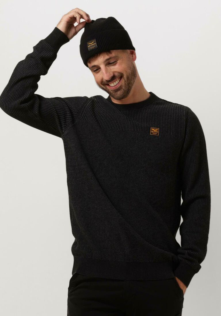 PME LEGEND donkergrijze pme legend trui crewneck cotton plated