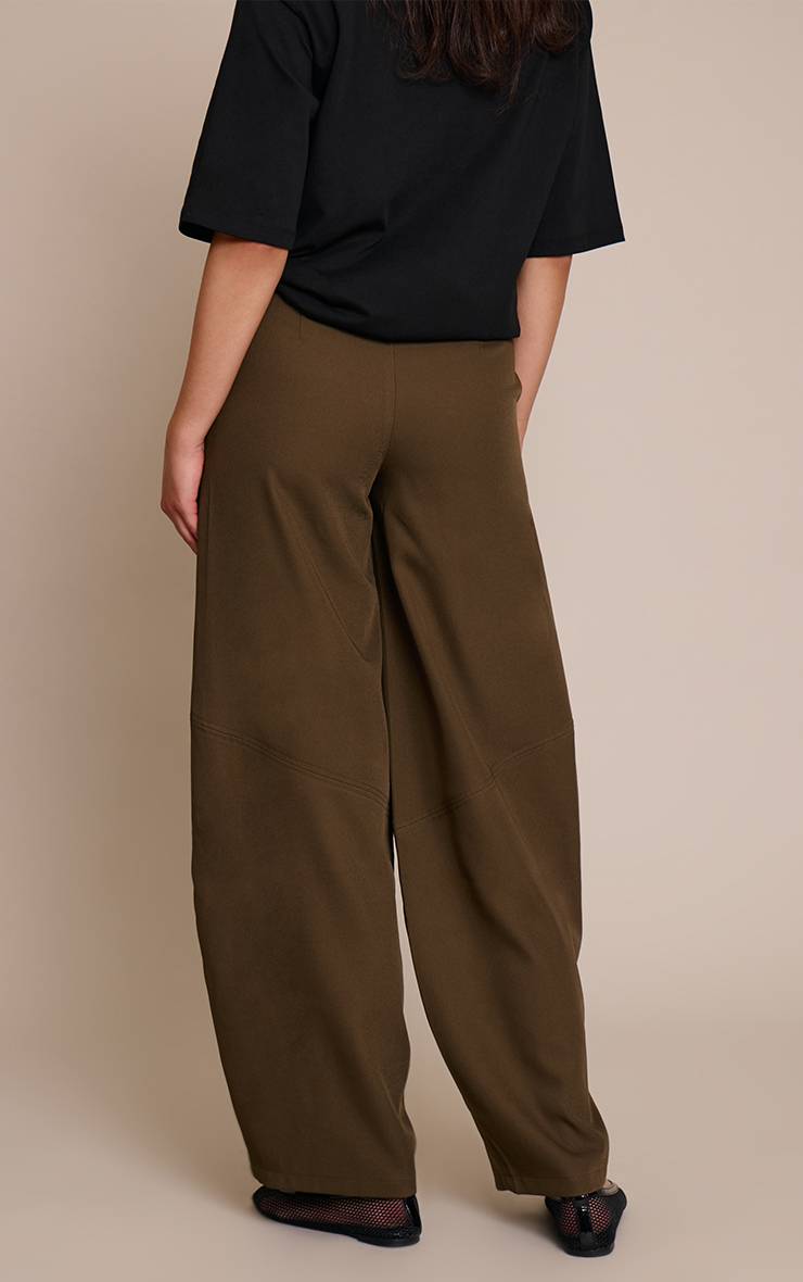 Dark Khaki Pantalon Ballon Tissé À Détails De Coutures