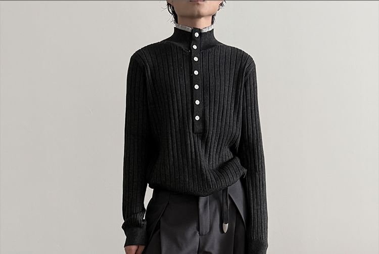 Nahagin - Henley effen geribbeld vest