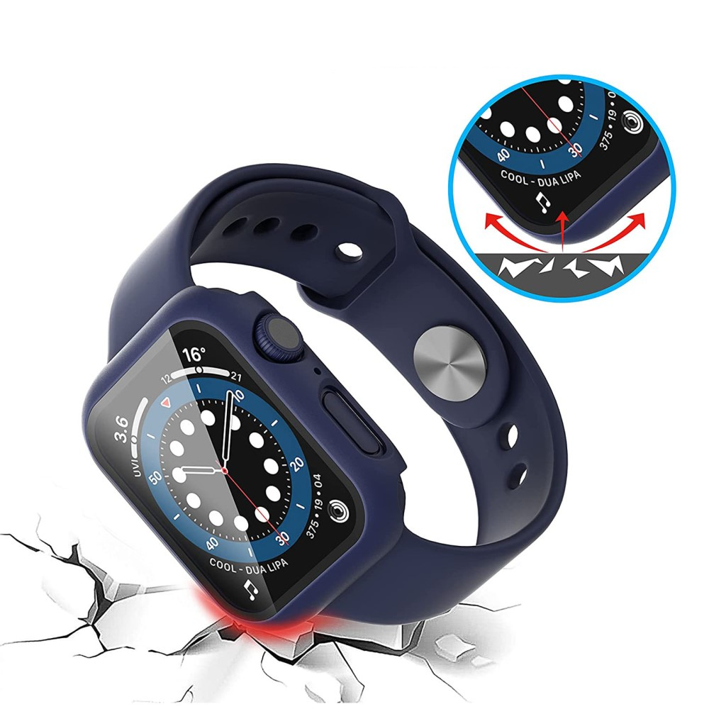 (2er Set) Apple Watch 7 (41 mm) Hardcase Bumper   Schutzglas - Dunkelblau