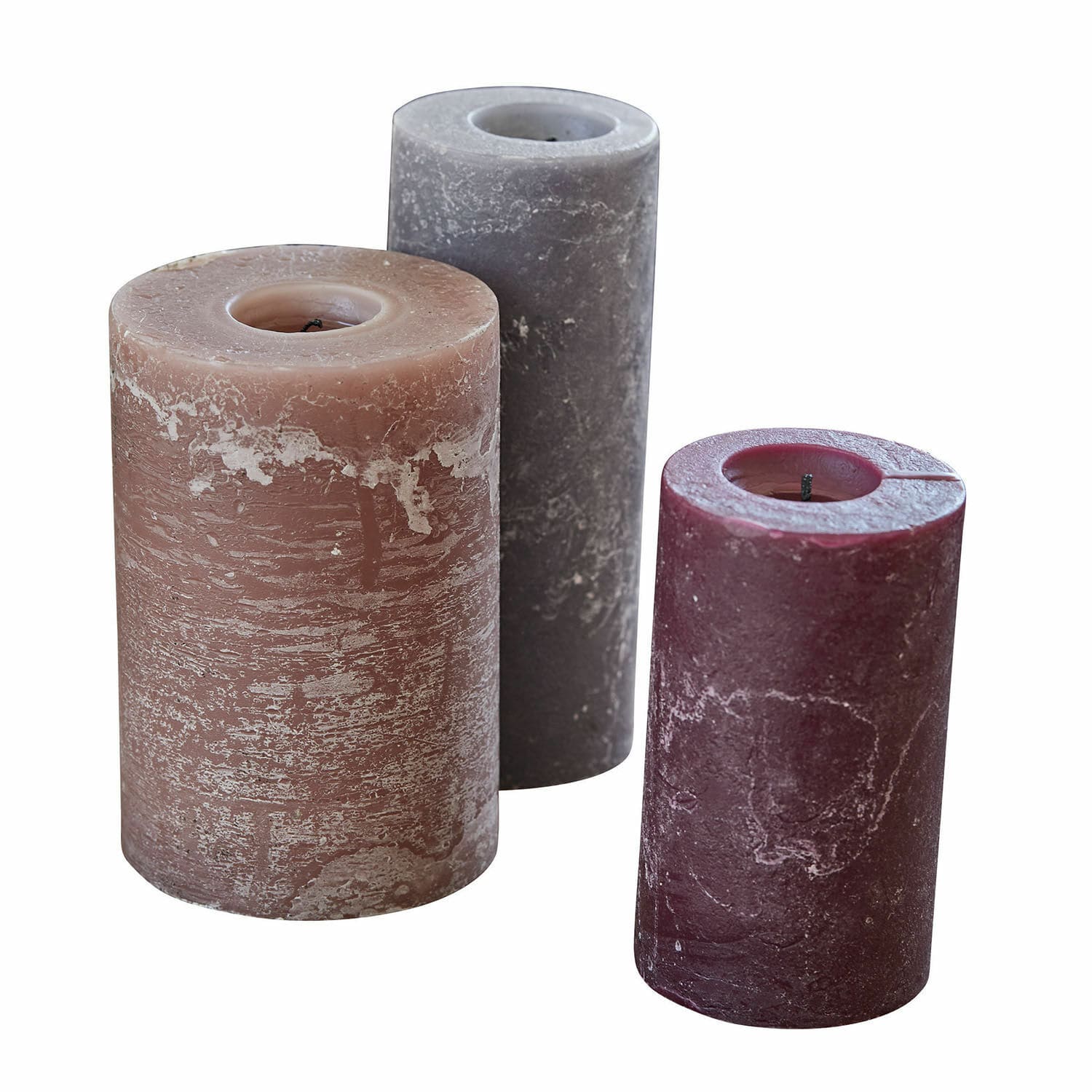 Kerze 3er Set Pretin rosa/lila/grau
