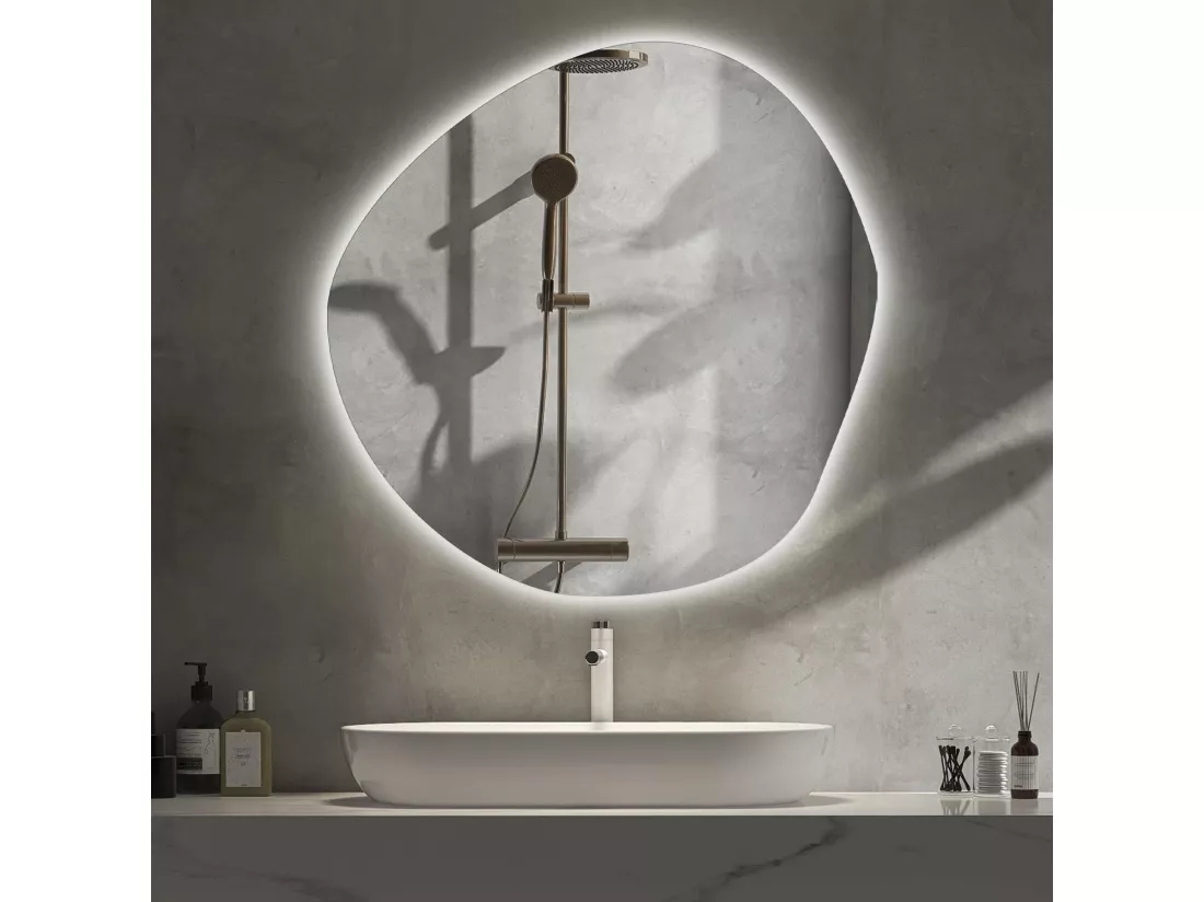 Miroir mural Loft LED irrégulier moderne 90 cm - lumière neutre