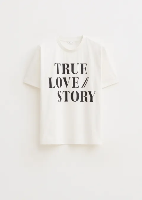 T-shirt met print true love off-white (WIT.O)