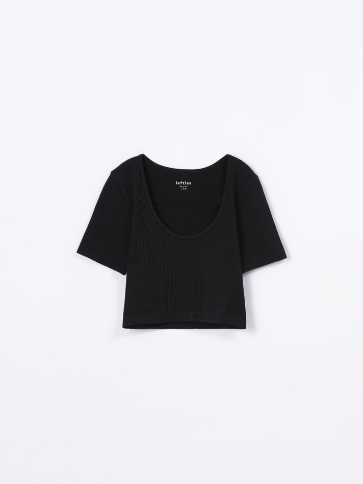Camiseta cropped sem costura - Preta
