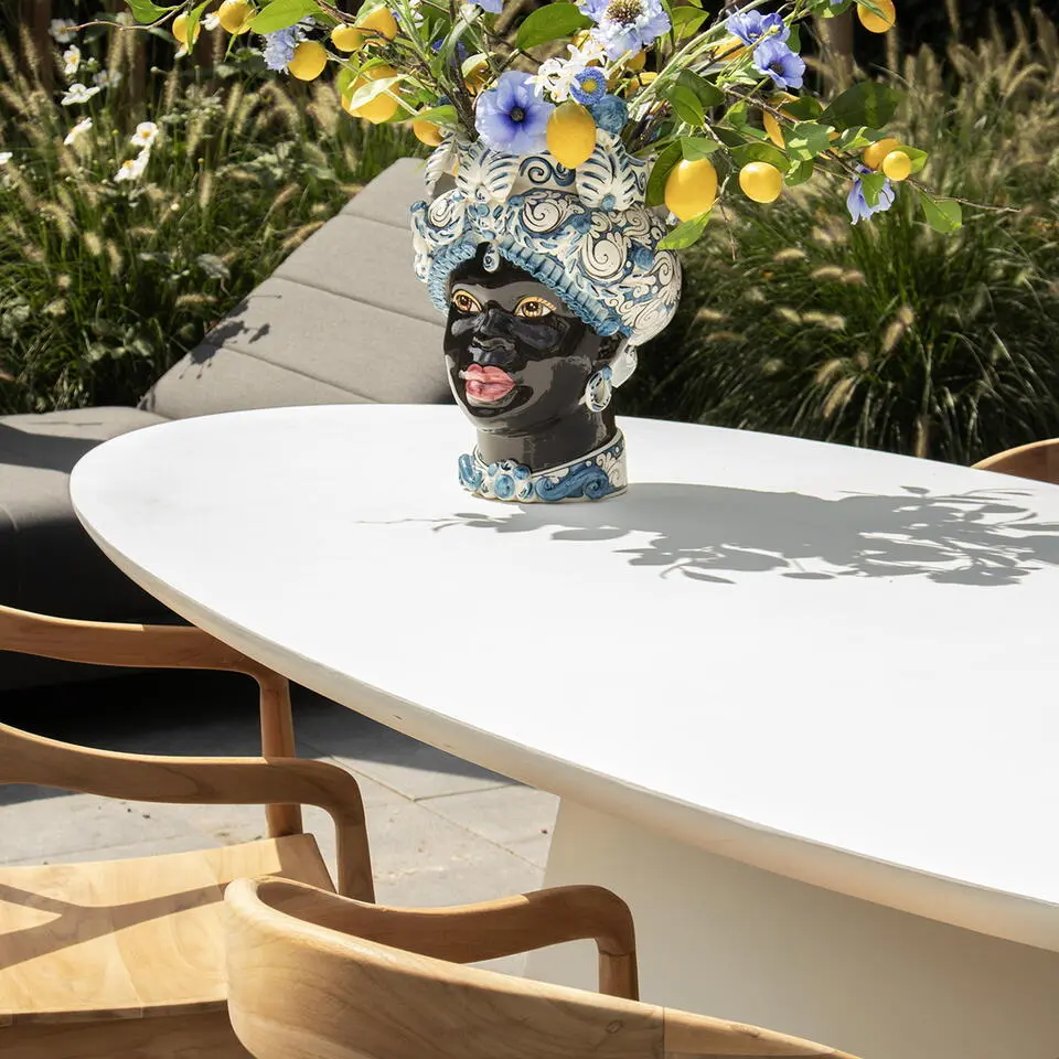 Tuintafel Ovaal 160cm - Wit Eco Composiet - Cleo
