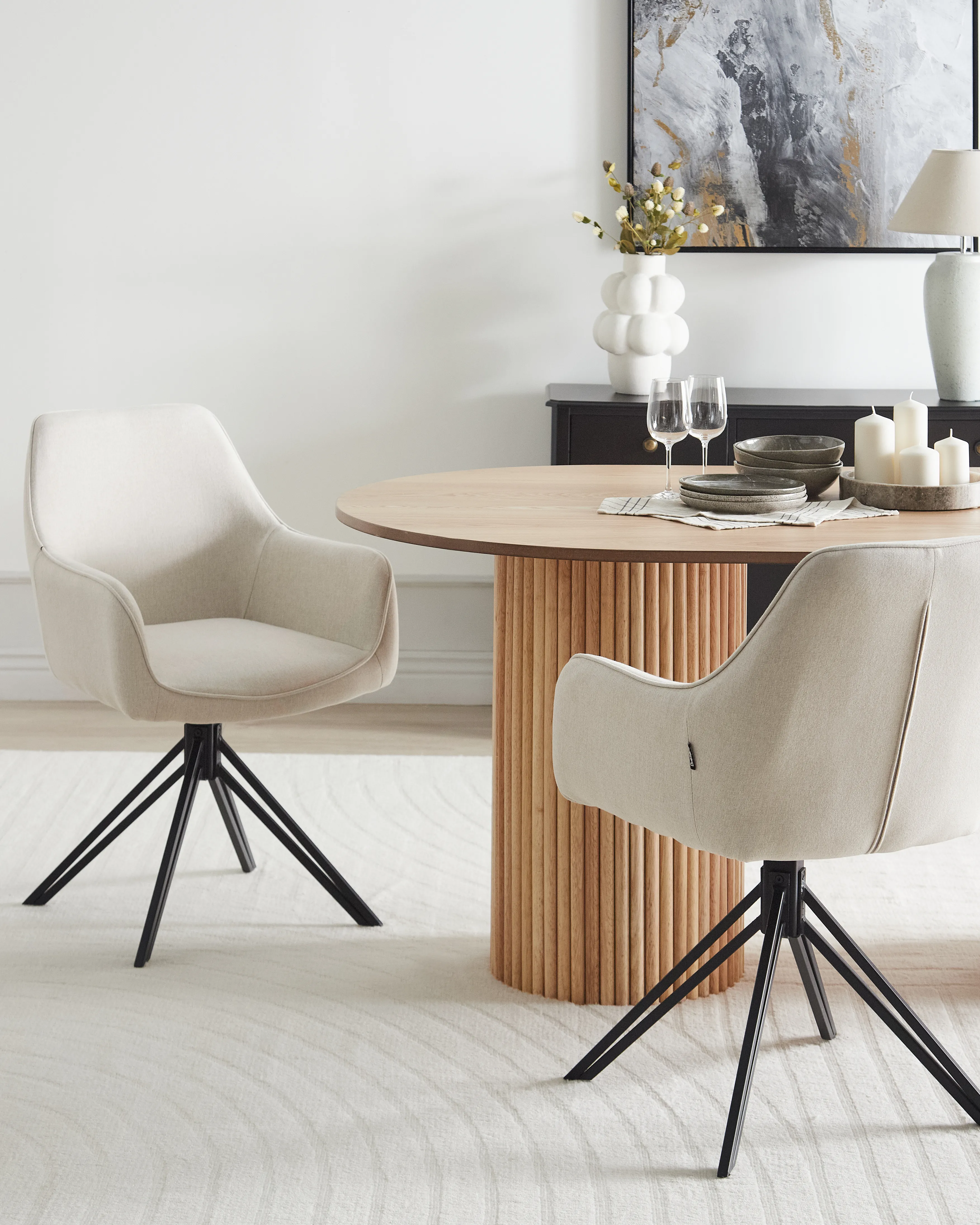 Set van 2 eetkamerstoelen draaibaar JODAR Lichtbeige