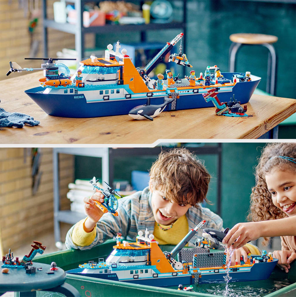Groot schip!Poolonderzoeksschip Groot Drijvend Boot Speelgoed Set voor Kinderen 7+ 60368
