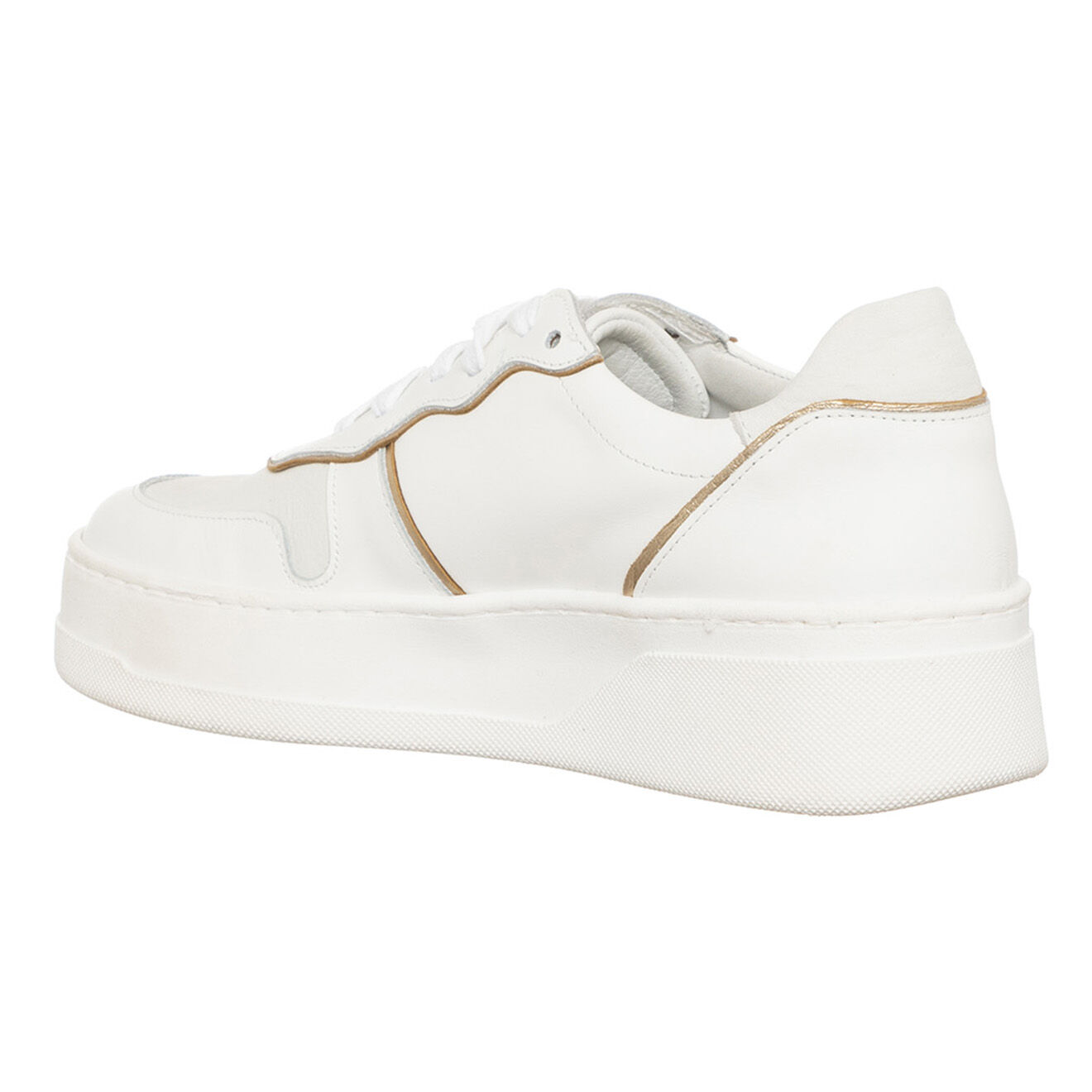 Loretta Pettinari Sneakers en Cuir Nabuk blanc/doré