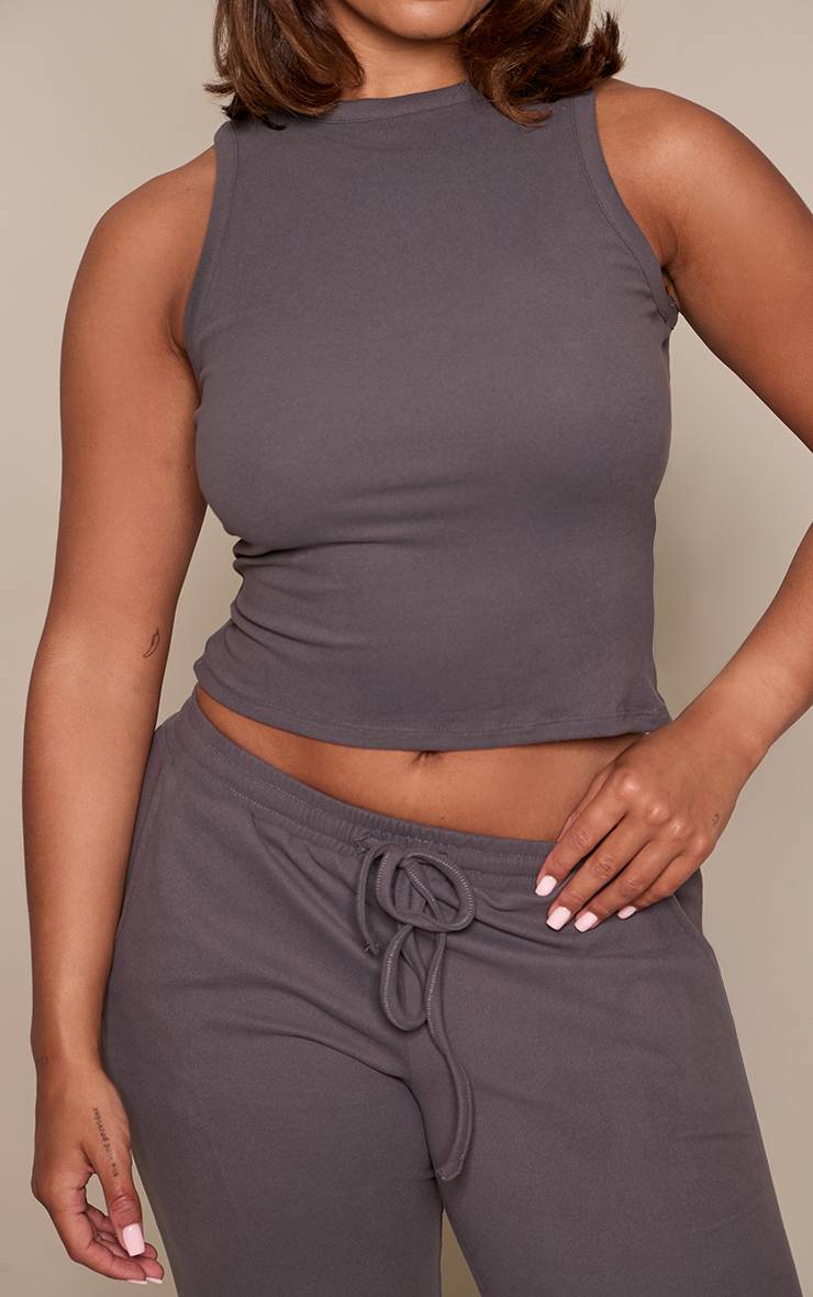 Gris Débardeur Dos Nageur Shape Toucher Doux