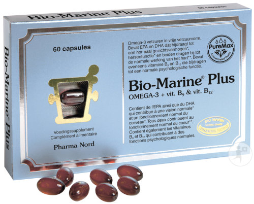 Pharma Nord Bio-Marine Plus Oméga-3 + Vitamine B9 & B12 Cœur/Vue/Cerveau 60 Gélules