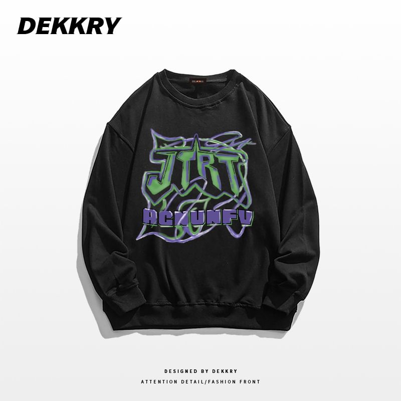 Malnia Home - Sweatshirt met lange mouwen, ronde hals en belettering