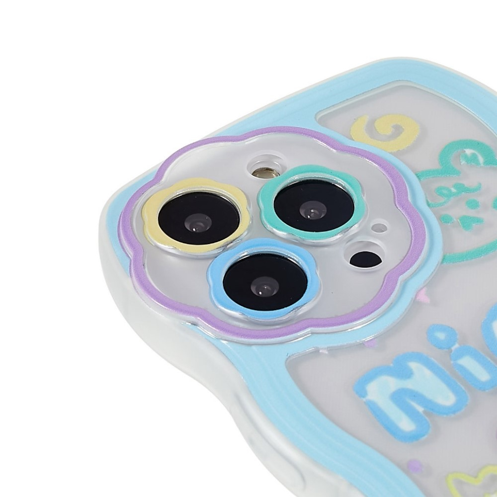 iPhone 13 Pro Gummi Hülle Air Cushion Fallschutz Kinder Design - Nice Day (Blau / Lila)