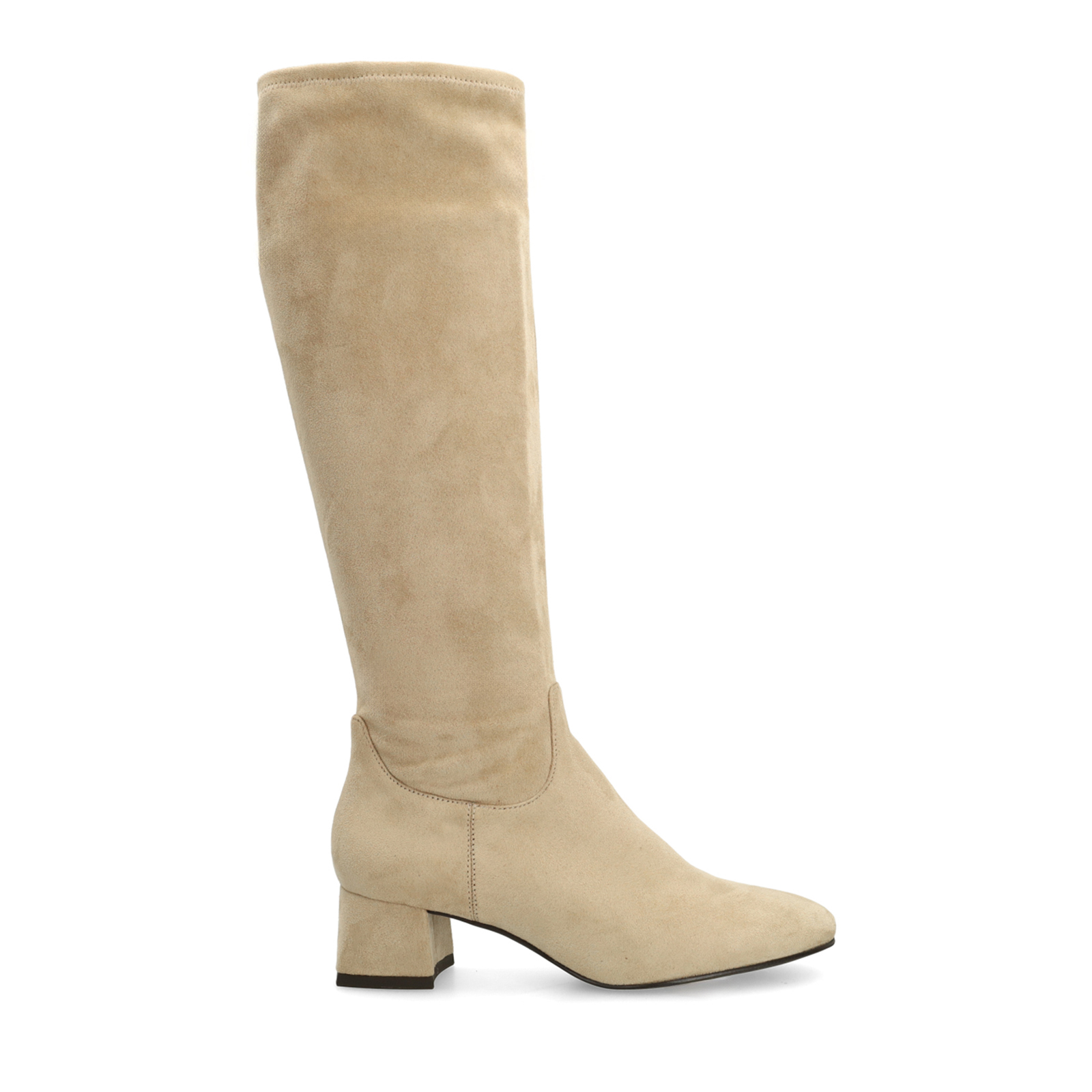 Beige stretch laarzen met hak