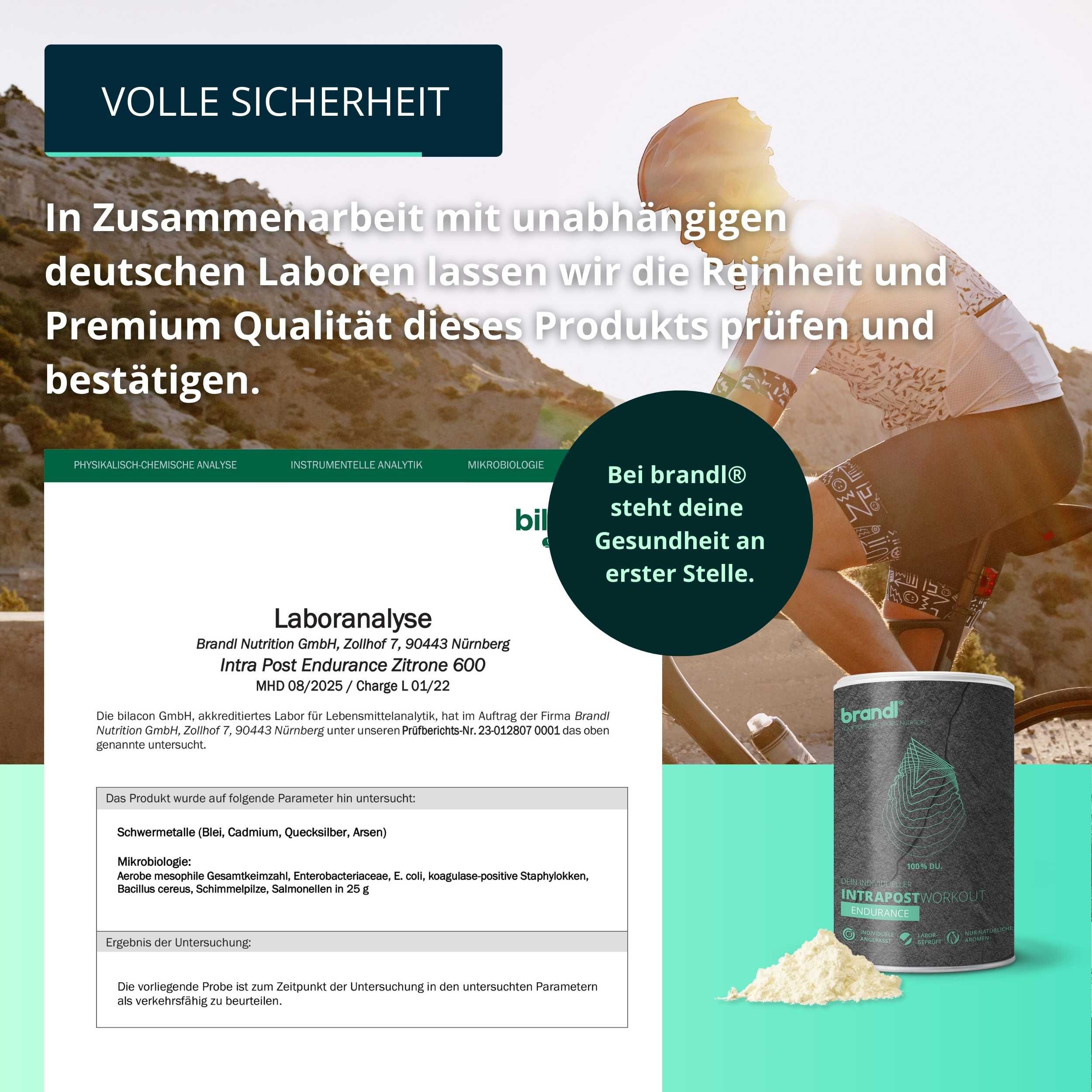 brandl® Ausdauer-Drink Elektrolyte (Mineralien) | Isotonisches Getränk | EAAs-Pulver & Superfoods
