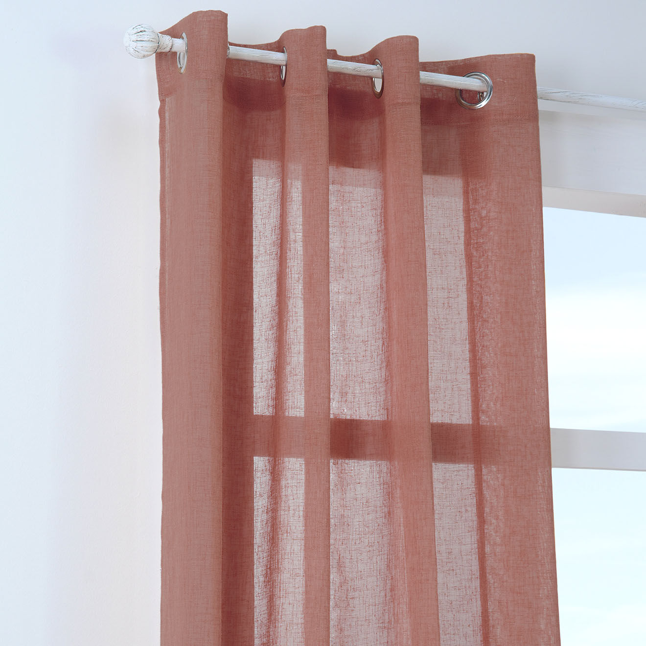 Stof Rideau voile Paloma terracotta - 140x260 cm