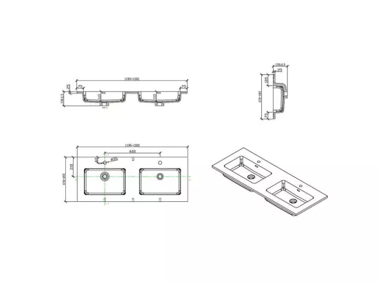 Meuble salle de bain design double vasque VERONA largeur 120 cm chêne clair texturé