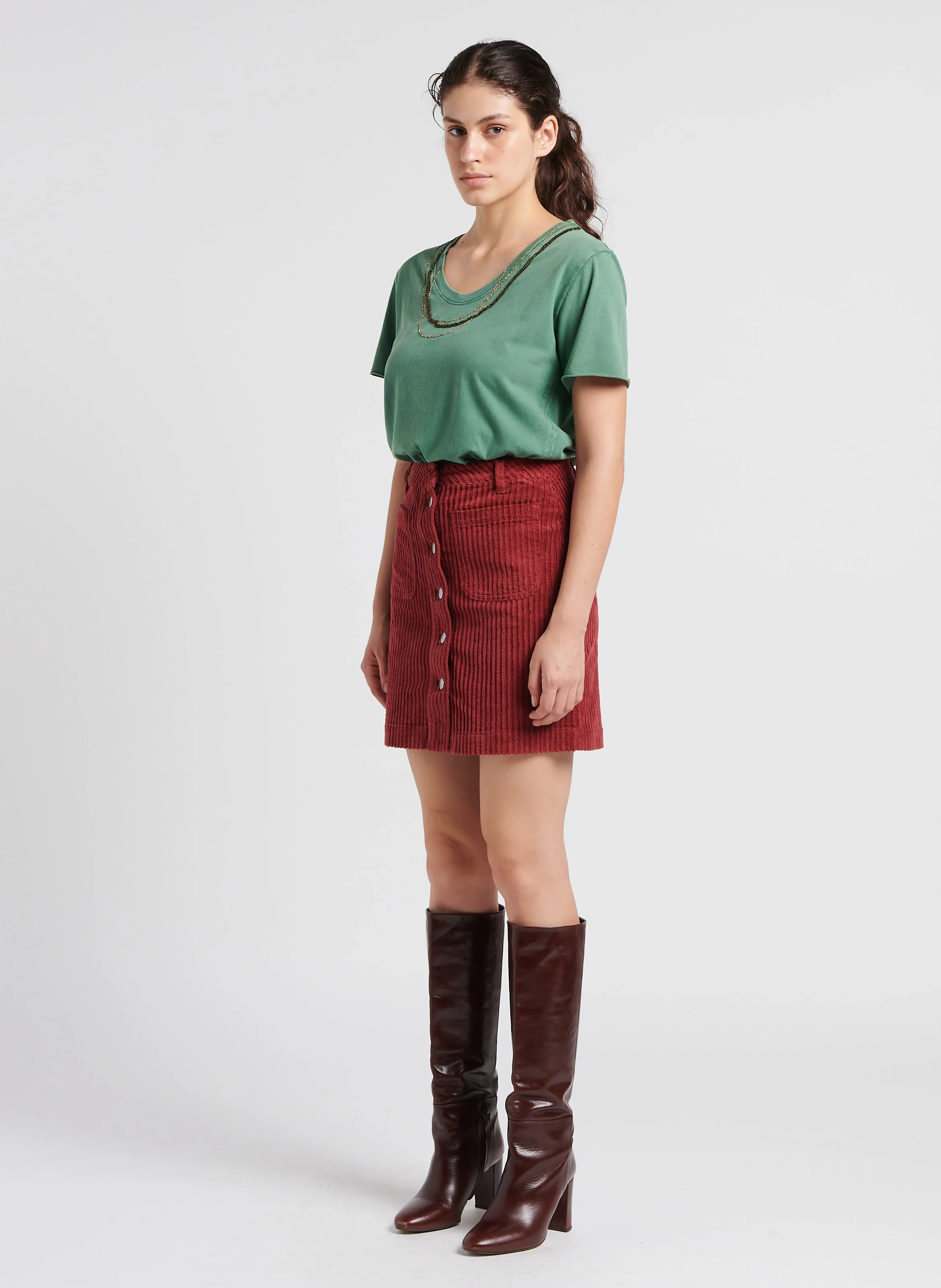 TIZIA - Tee-shirt col rond en coton bio | Vert