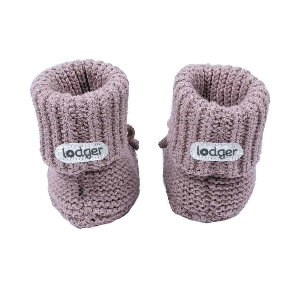 gebreide baby slofjes paars