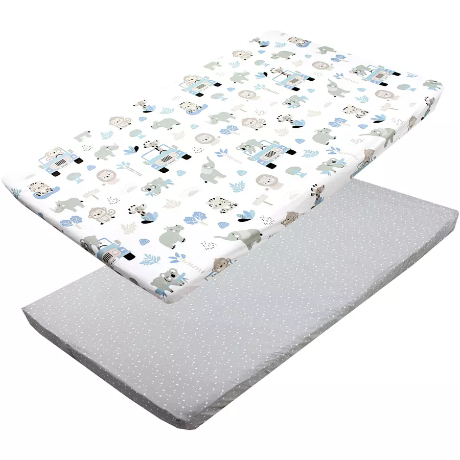 TupTam Baby Kinder Spannbettlaken 2er Pack graublau