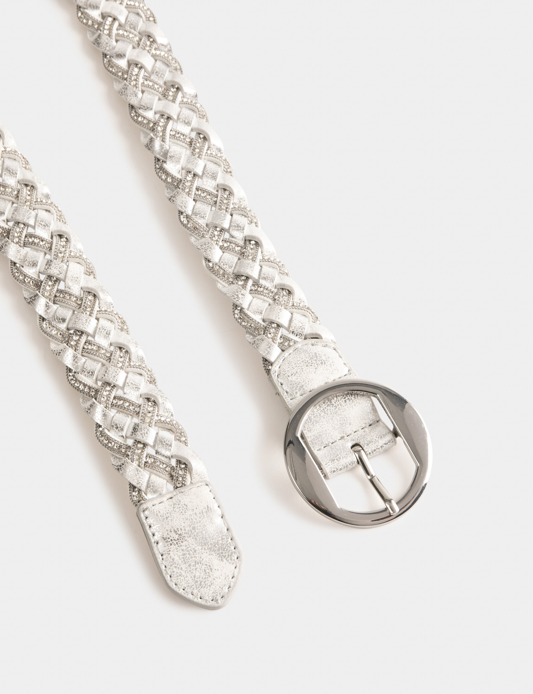 Ceinture tressée avec strass argente femme - argente