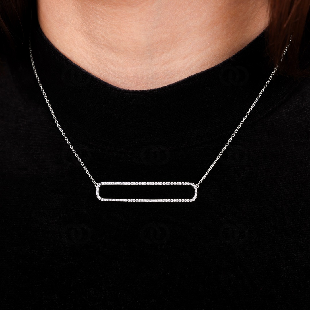 Collier 925 Silber rhodiniert mit Zirkonia 43cm