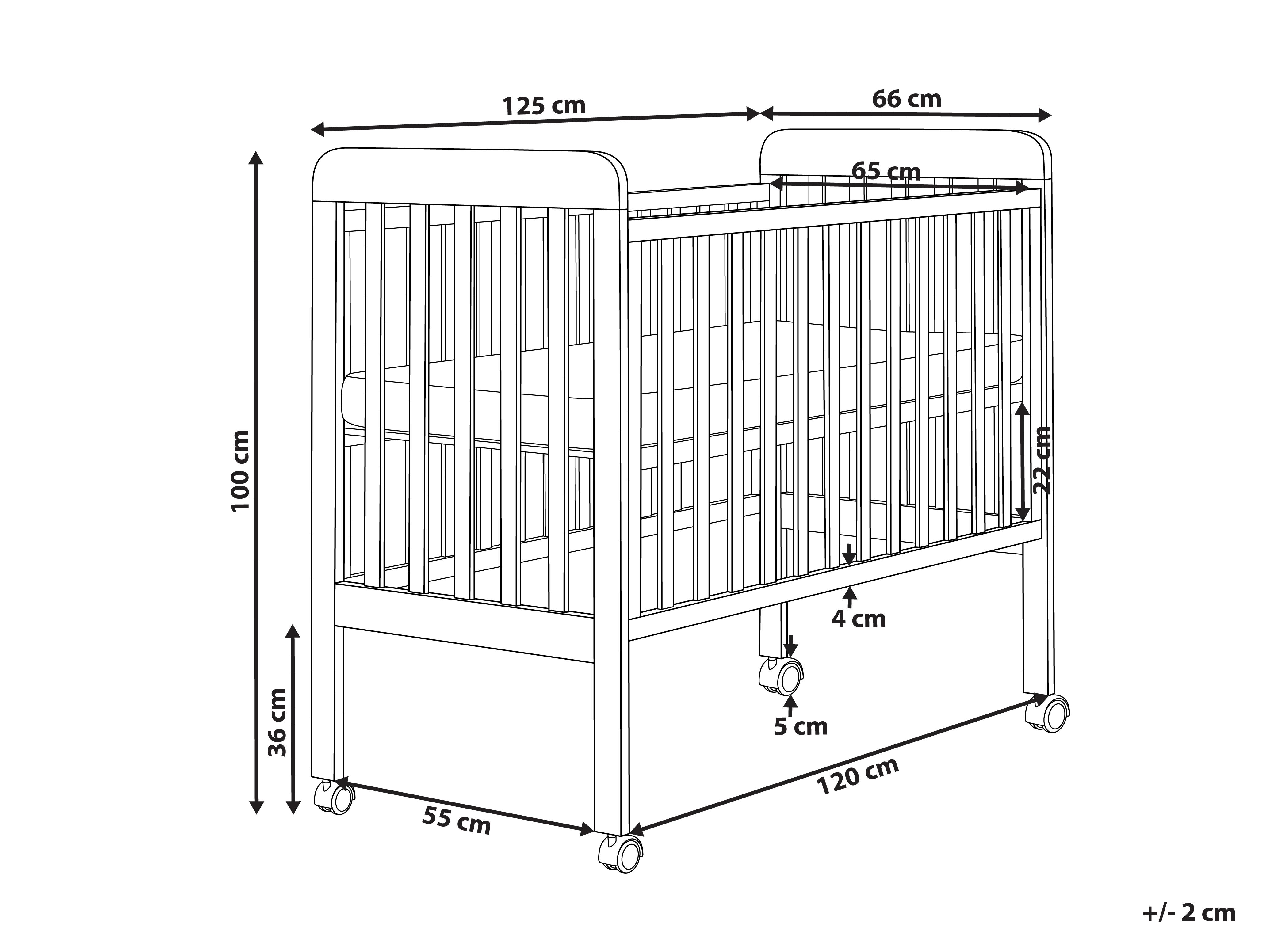 Babybedje Dennenhout BODMIN 60 x 120 cm met wielen Lichtbruin