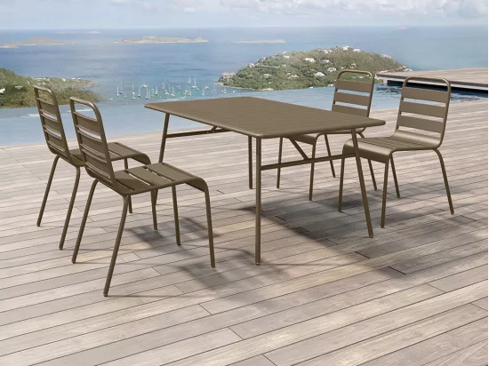 Table de jardin L.160 cm en métal - Taupe - MIRMANDE de MYLIA