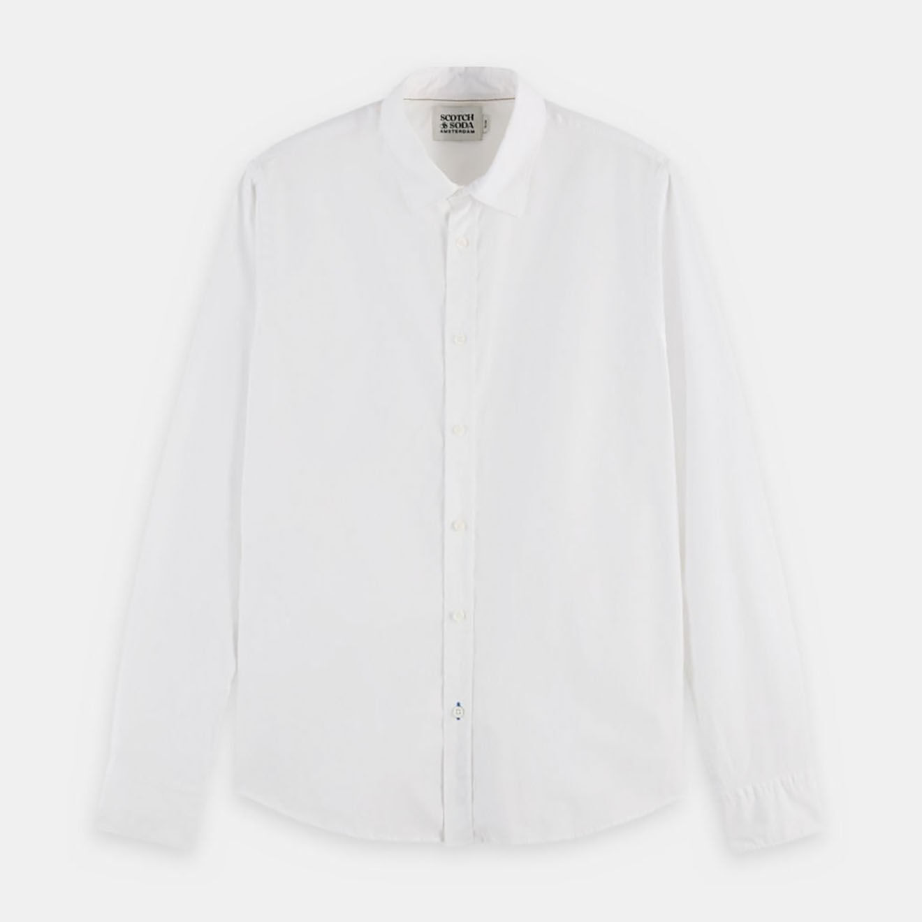 Scotch & Soda Chemise Regular Fit en Popeline & Coton Bio mélangé unie blanche