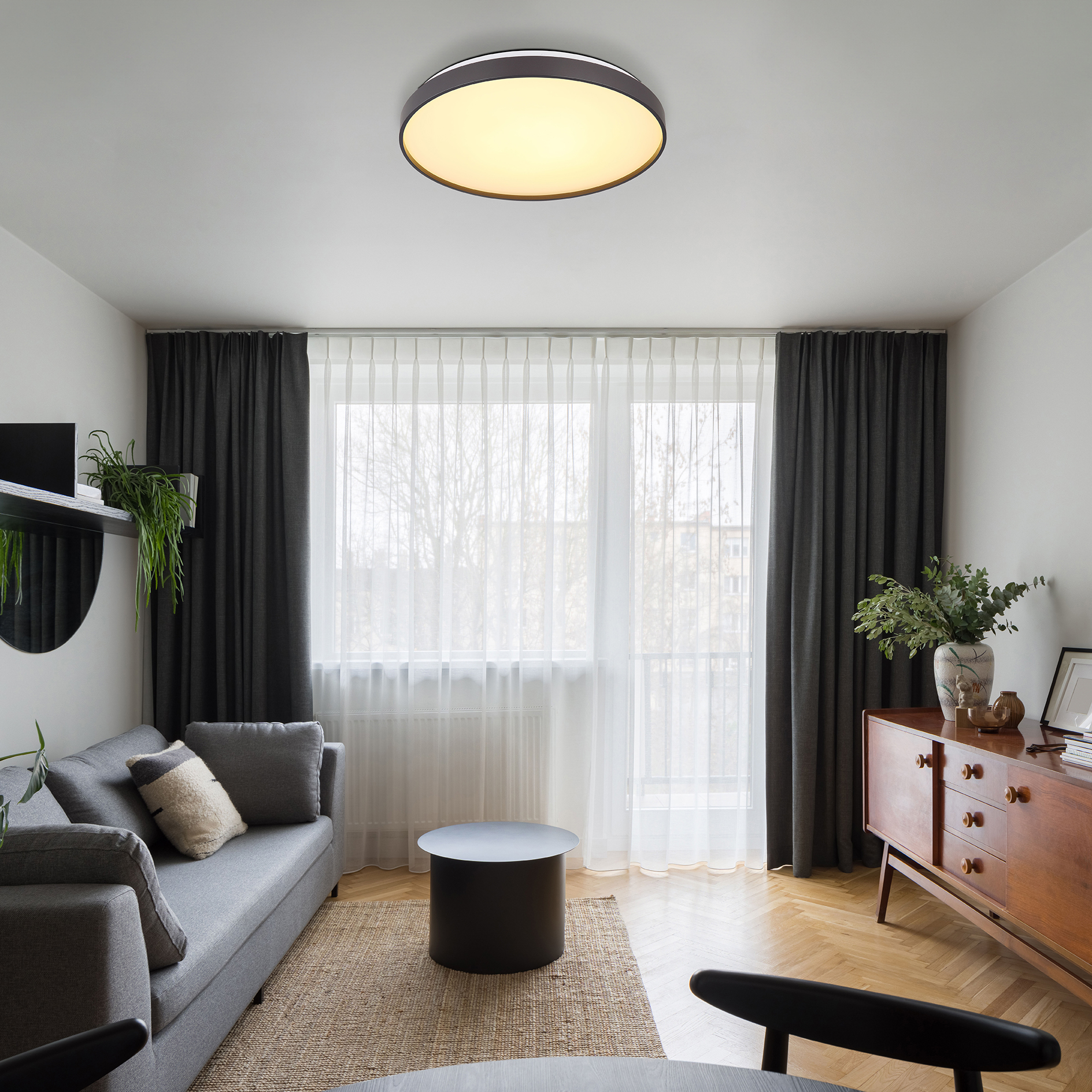 LED-Deckenleuchte - weiß - anthrazit - 48 cm