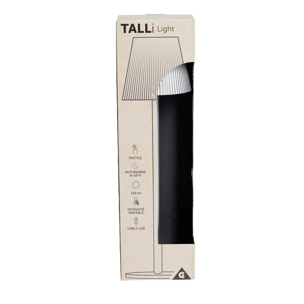 Lampe de table Talli USB tactile grise Ø11xH37cm
