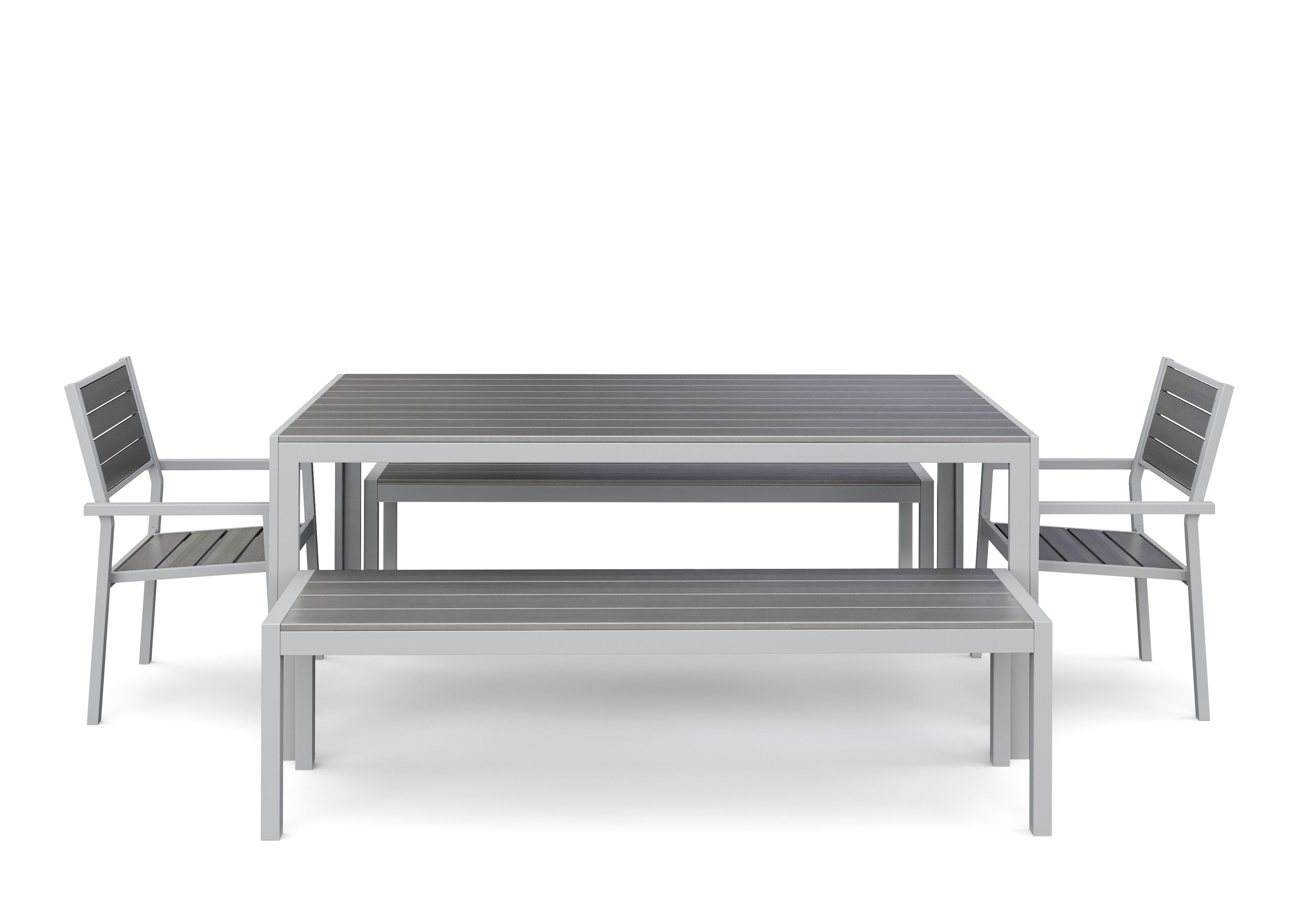 Gartenmöbel Set ZILO 2 Stühle + 2 Bänke grau