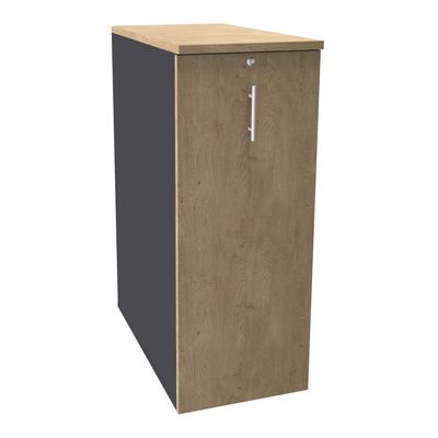 Caisson TOWER - L44 x H114 x P80 cm - 3 tablettes + 1 support DS réglable - structure anthracite - dessus et façade imitation chêne clair