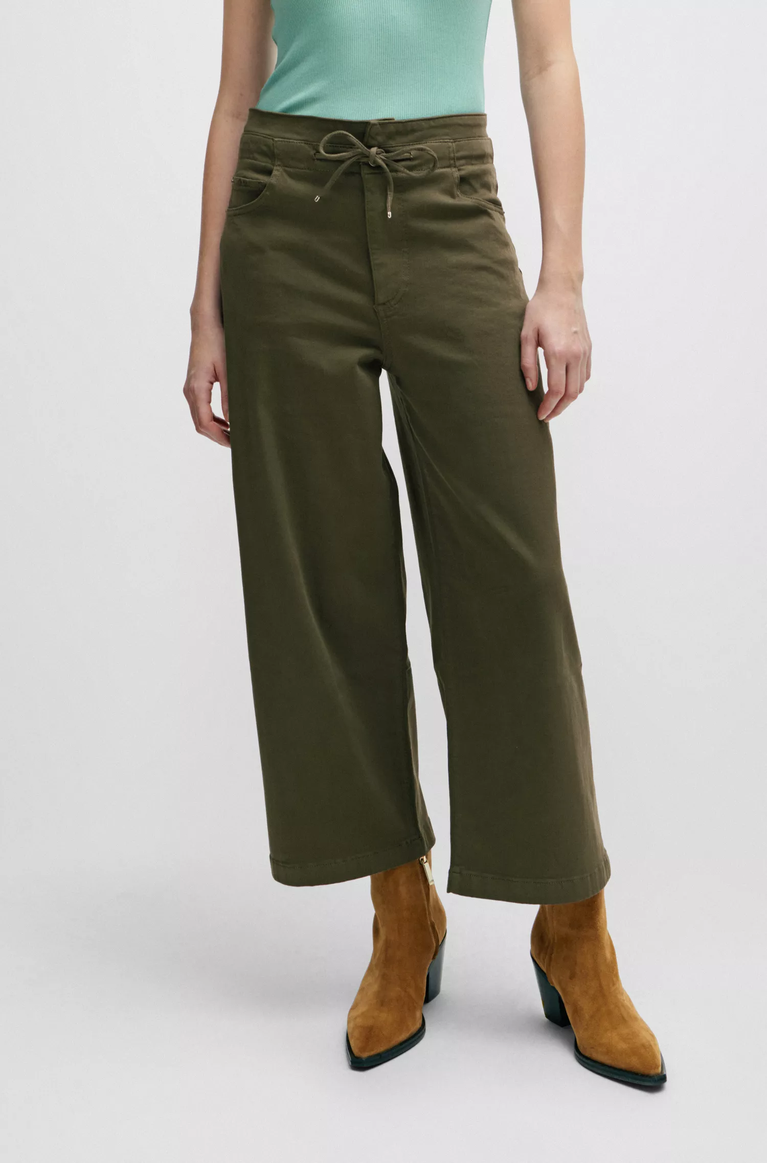 Calça BOSS laranja, corte relaxado, em mistura de algodão.