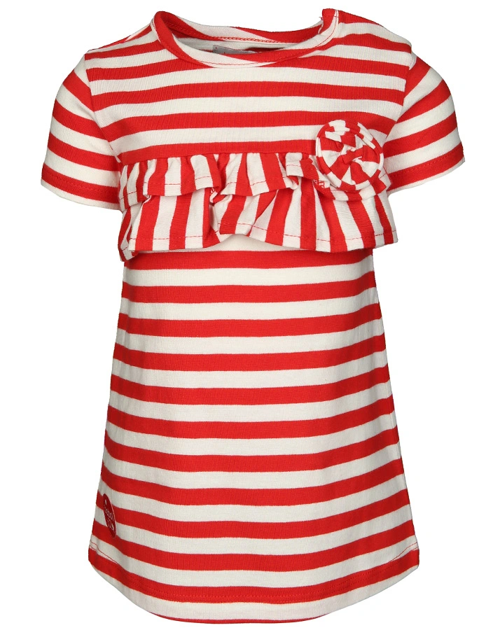 Kleid RUFFLES gestreift in rot/weiß