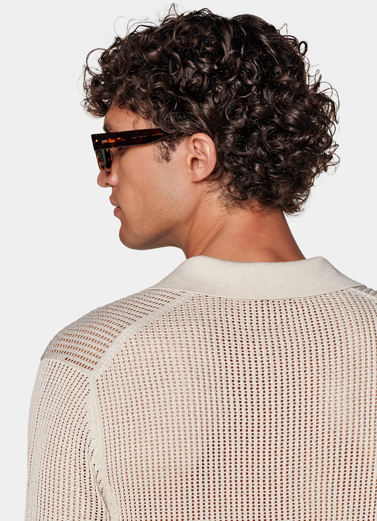 Polo crochet sans boutons sable