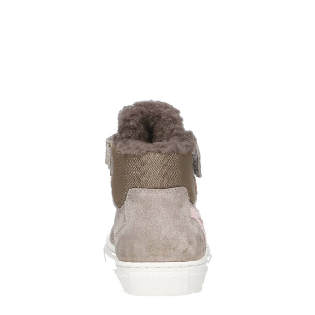 Clic! suède sneakers taupe/roze
