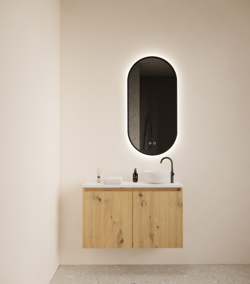 Gliss Design Echo toiletmeubel 80cm evoke eiken met toppaneel wit mat