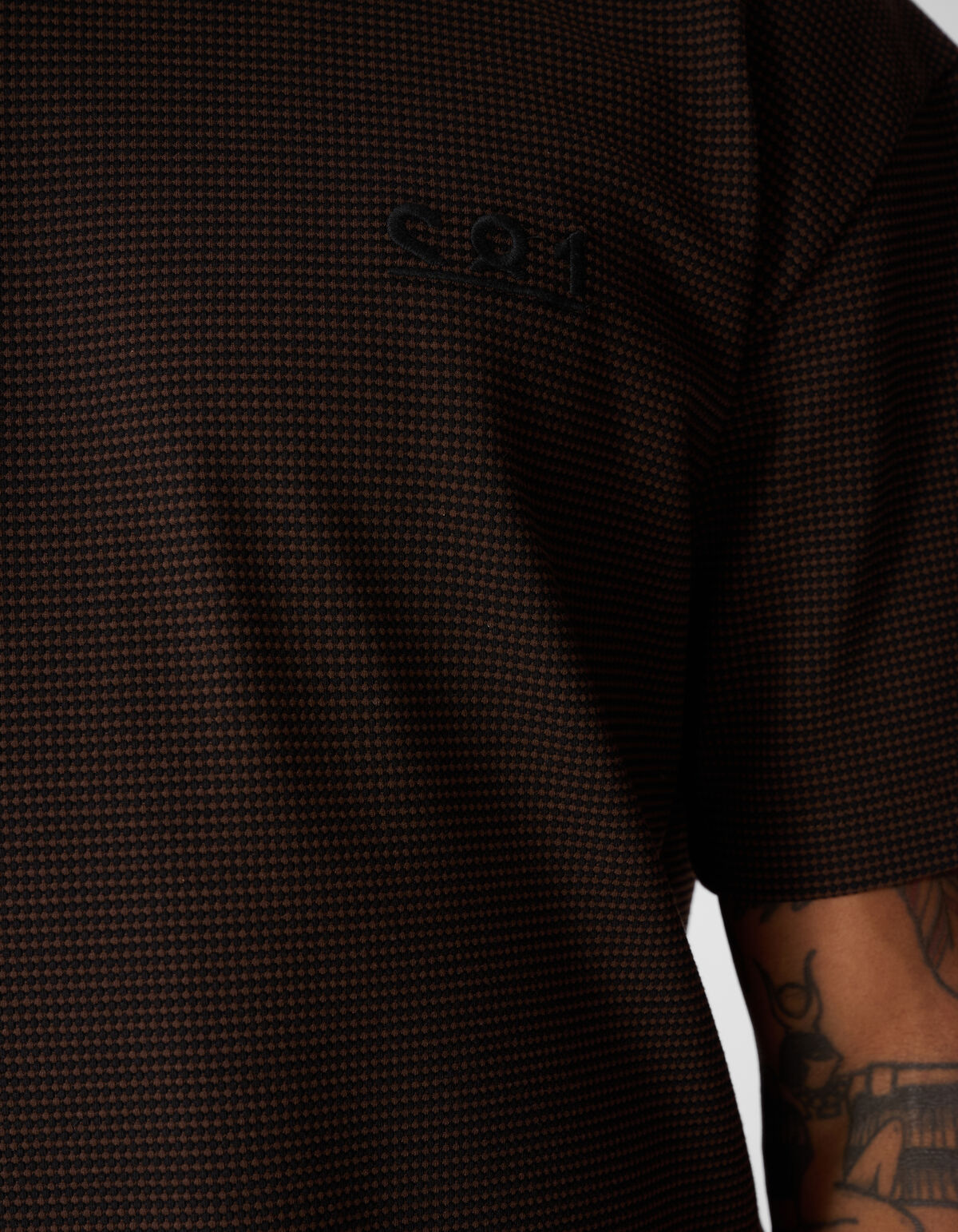 Honeycomb T-shirt Donkerbruin