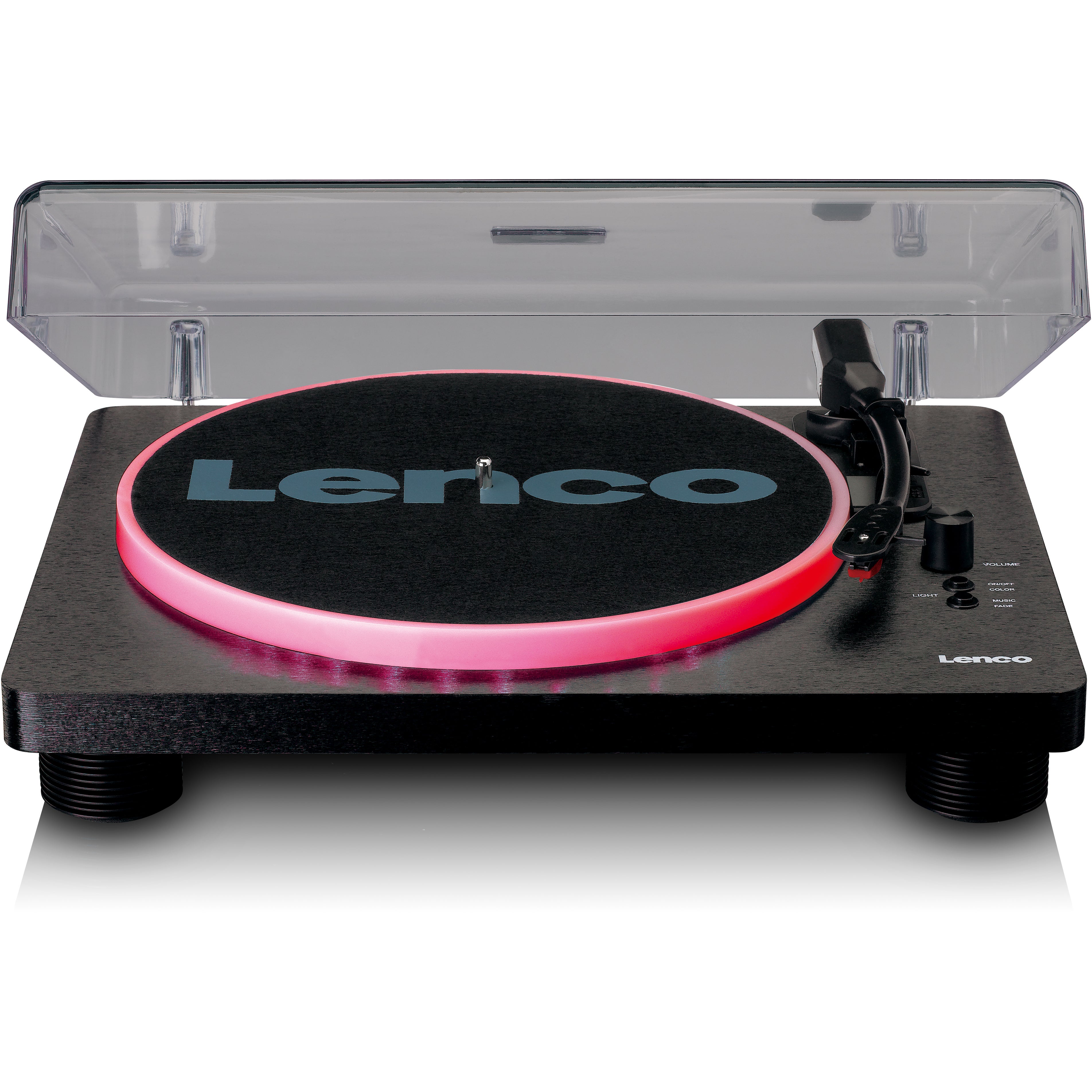 Lenco LS-50LED zwarte platenspeler met LED-verlichting