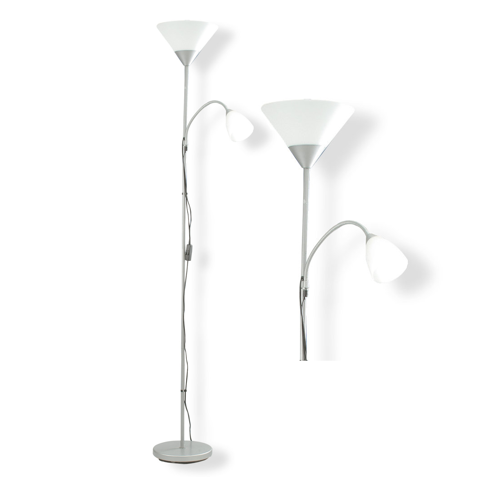 LAMPURA Deckenfluter - silber-weiß - 178 cm