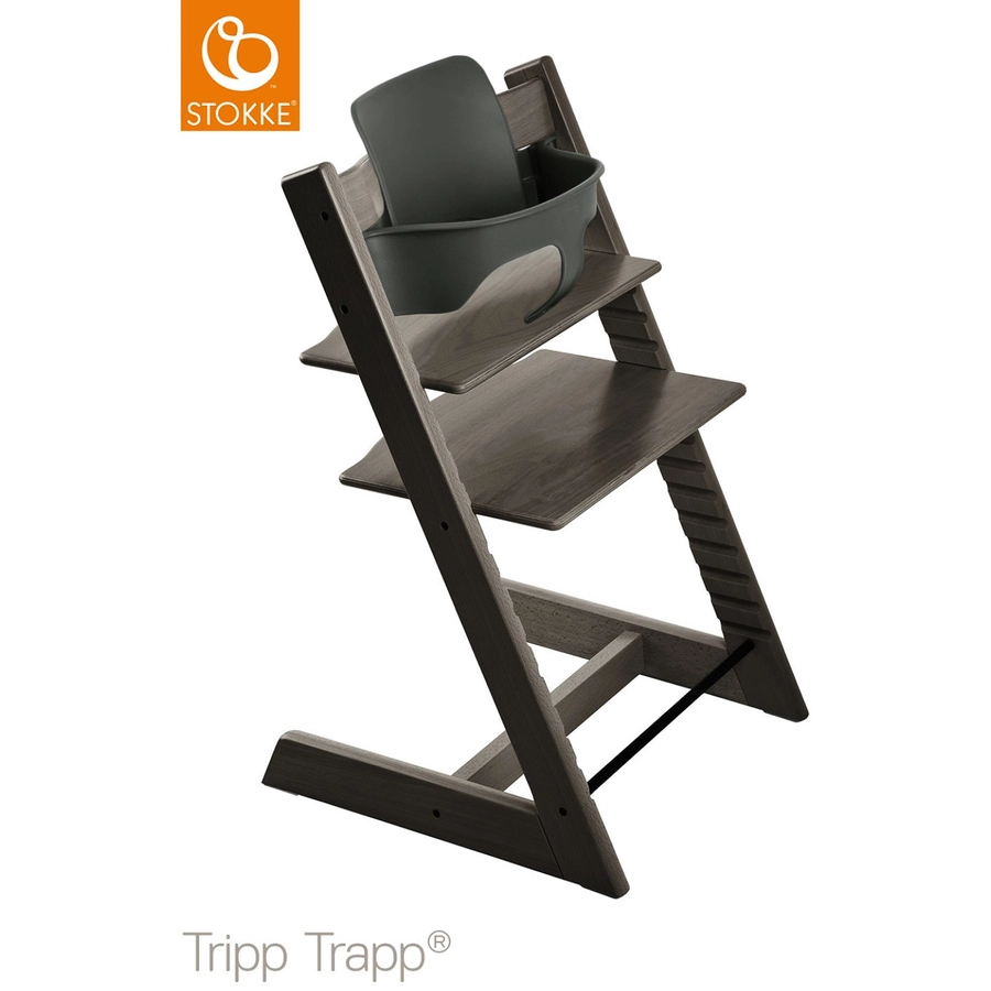 STOKKE® Tripp Trapp® Hochstuhl Buche Hazy Grey + gratis Baby Set Hazy Grey