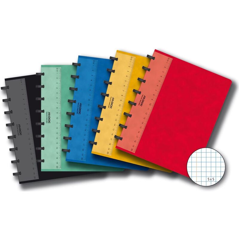 Adoc Spiralheft, A5, kariert 5 mm, assortiert