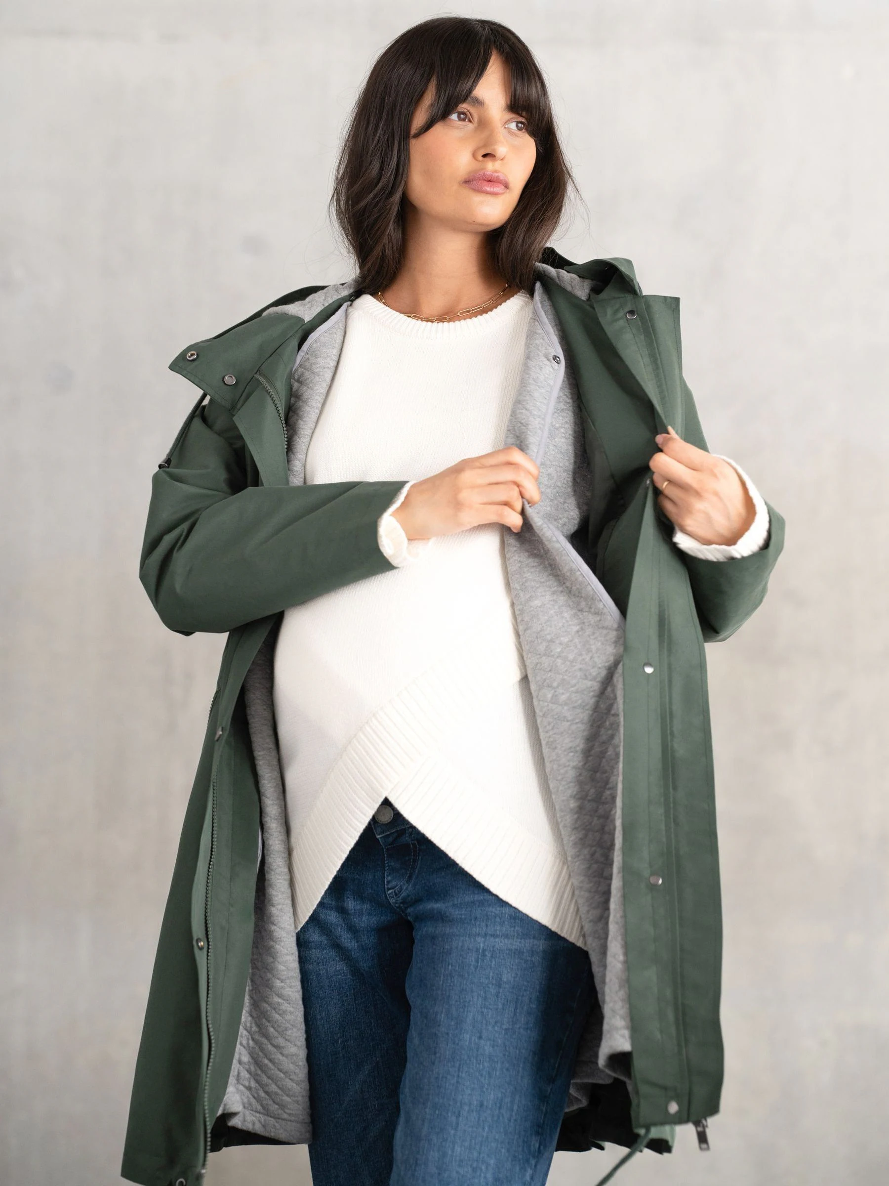 Seraphine Maternity Green Lightweight Parka