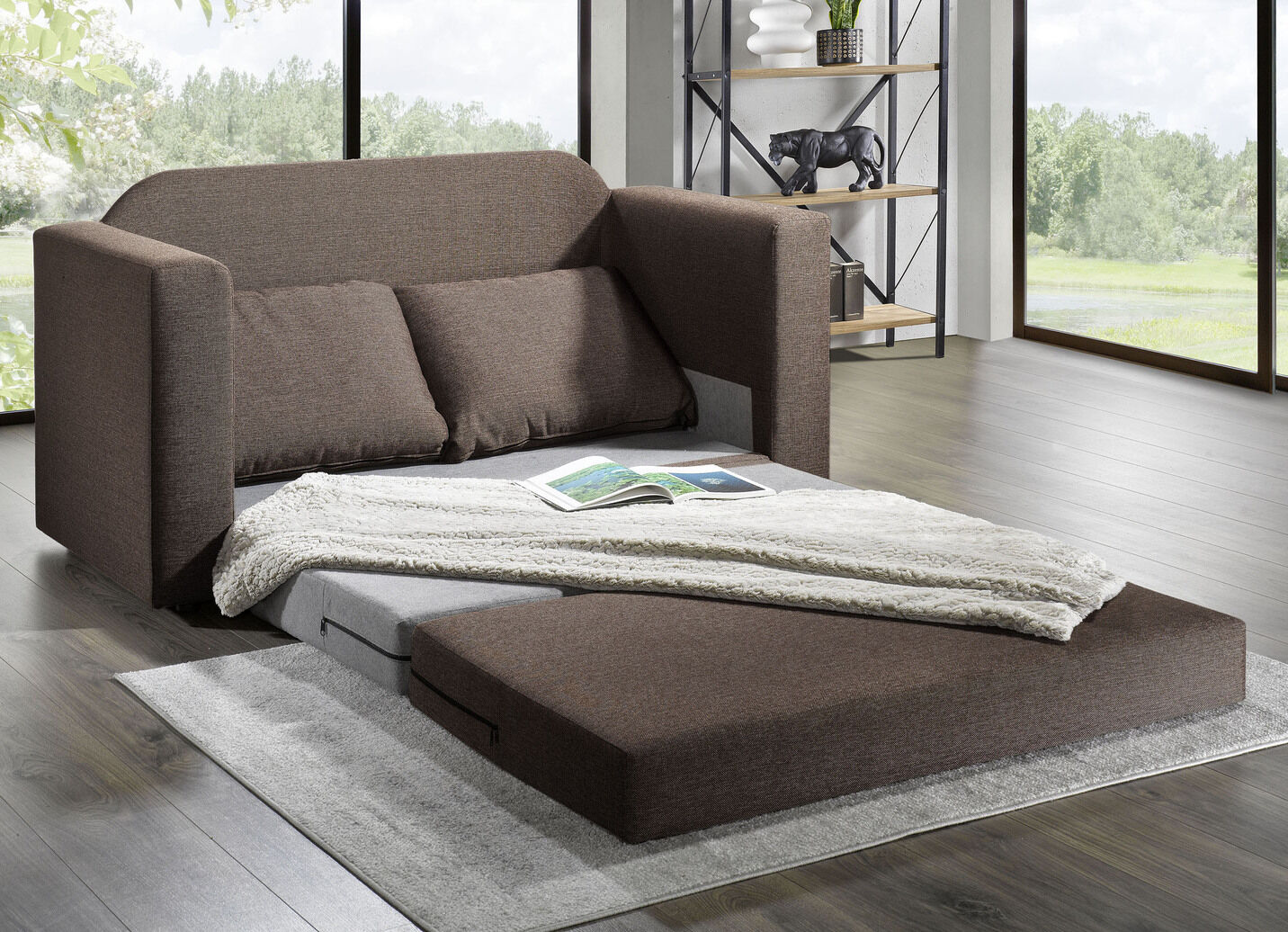 Schlafsofa mit 2 grossen, weichen Rückenkissen
