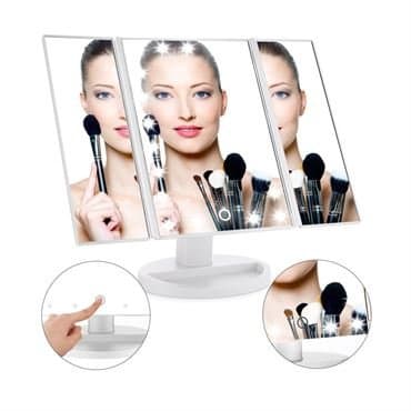UNIQ LED Trifold Hollywood sminkespeil - Hvit
