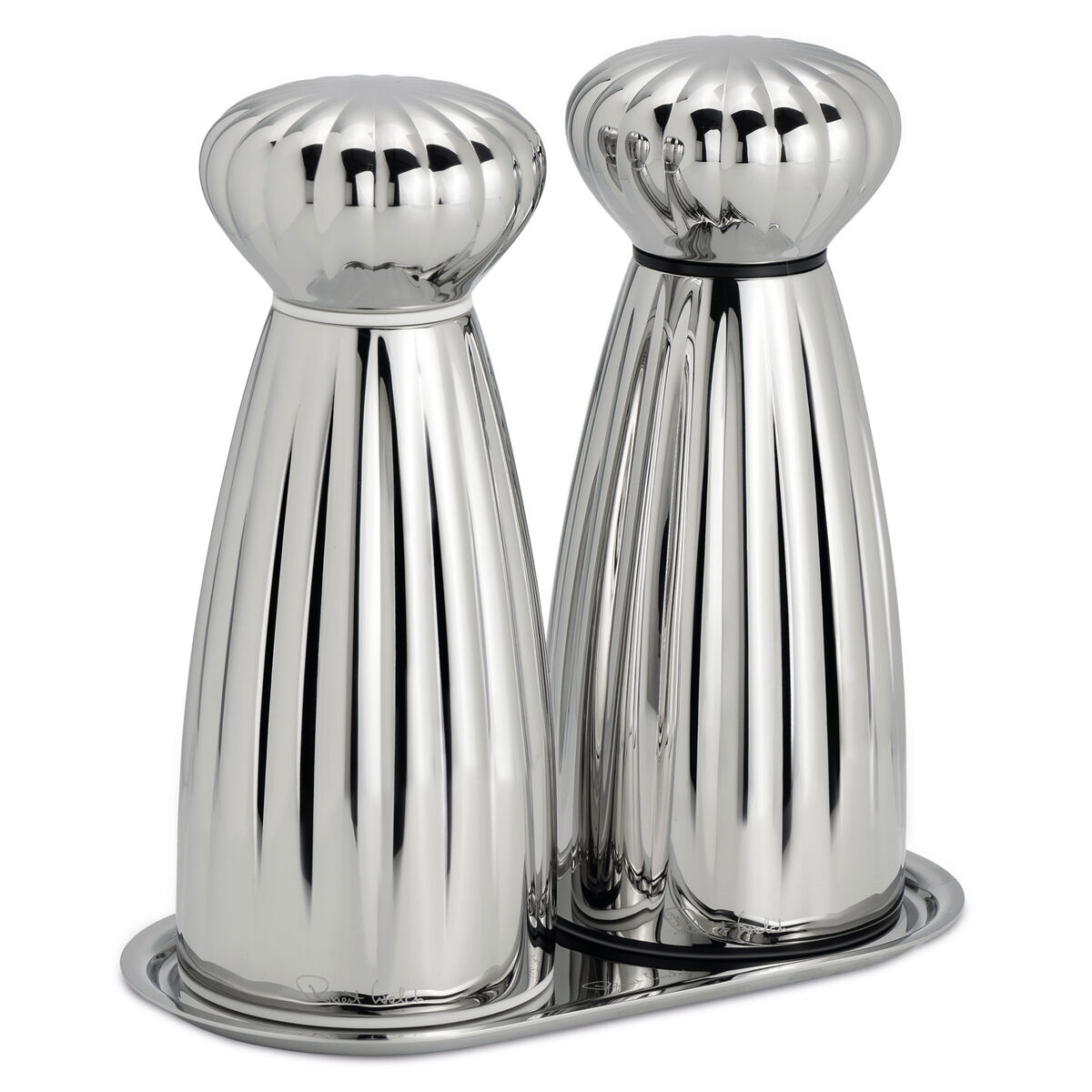 Robert Welch Palm Bright Salt- og pepperkvern med brett medium, rustfritt stål